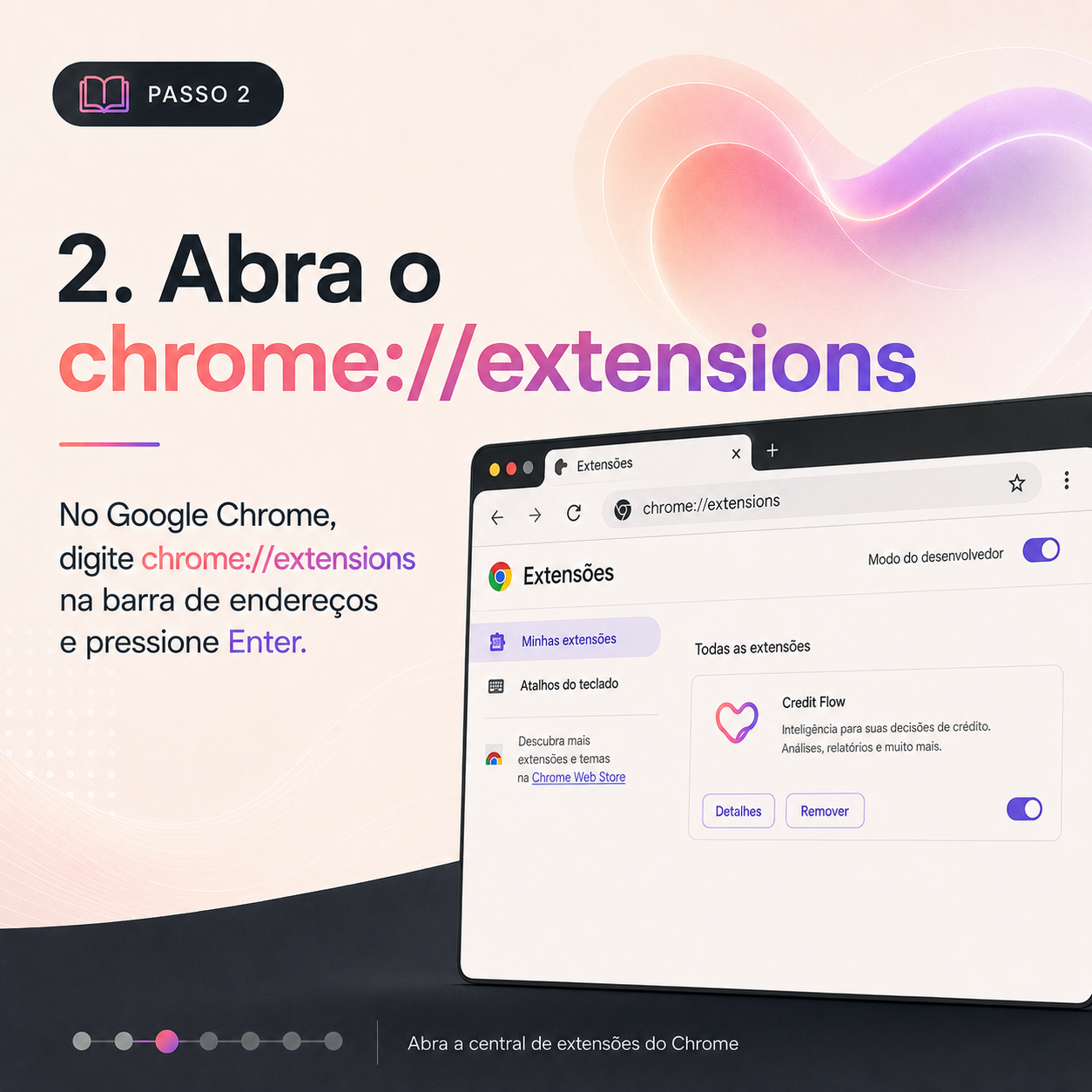 Abra chrome://extensions no Google Chrome